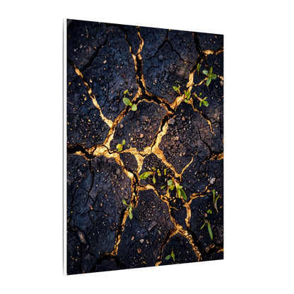 Spring Cracked Earth Crackle Gold Canvas Art | Healing Decor