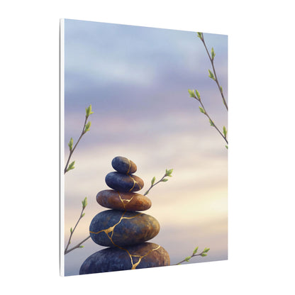 Spring River Stones Gold Vein Canvas Art | Philosophical Decor