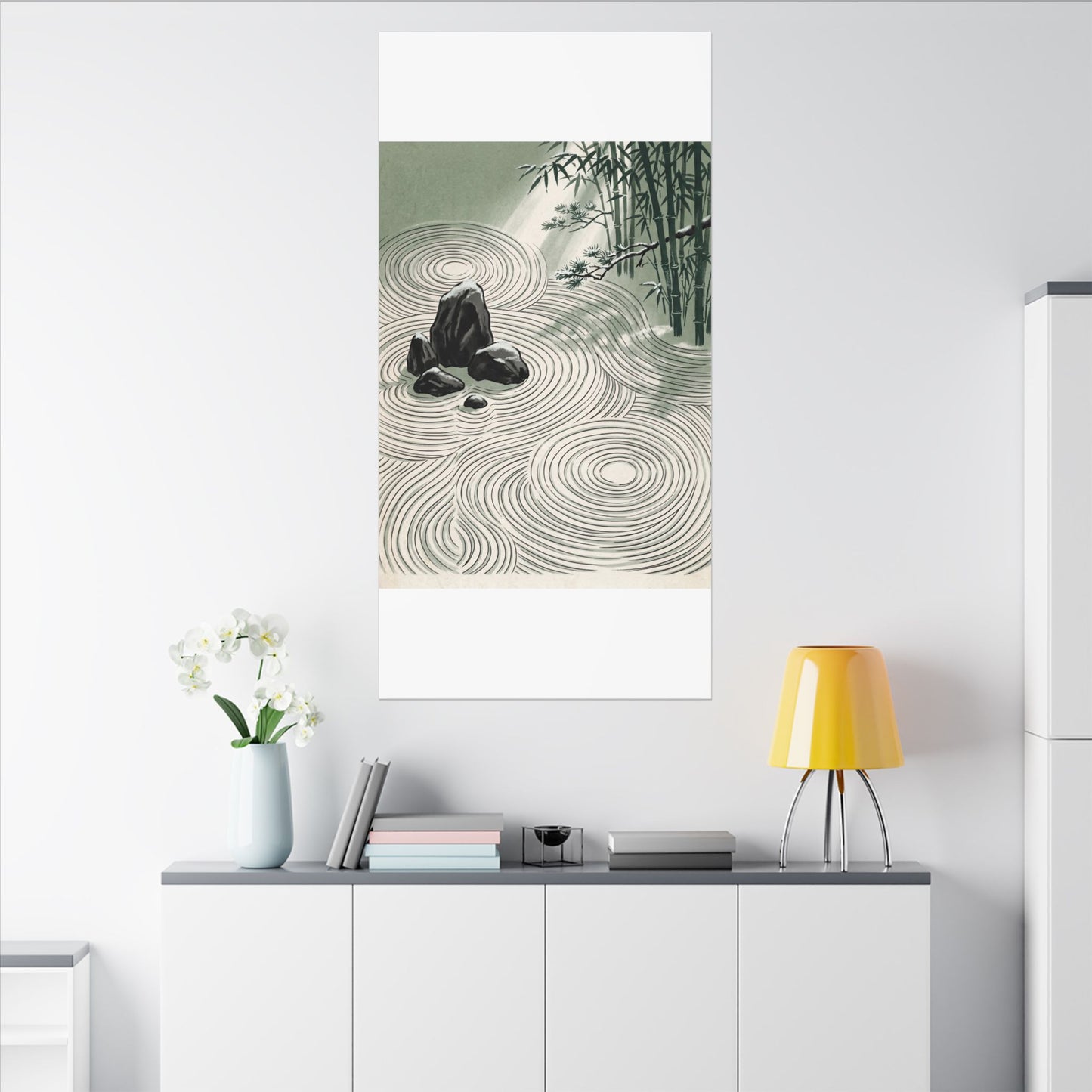 Shibui Rock Garden Canvas Art - Zen Ukiyo E Inspired