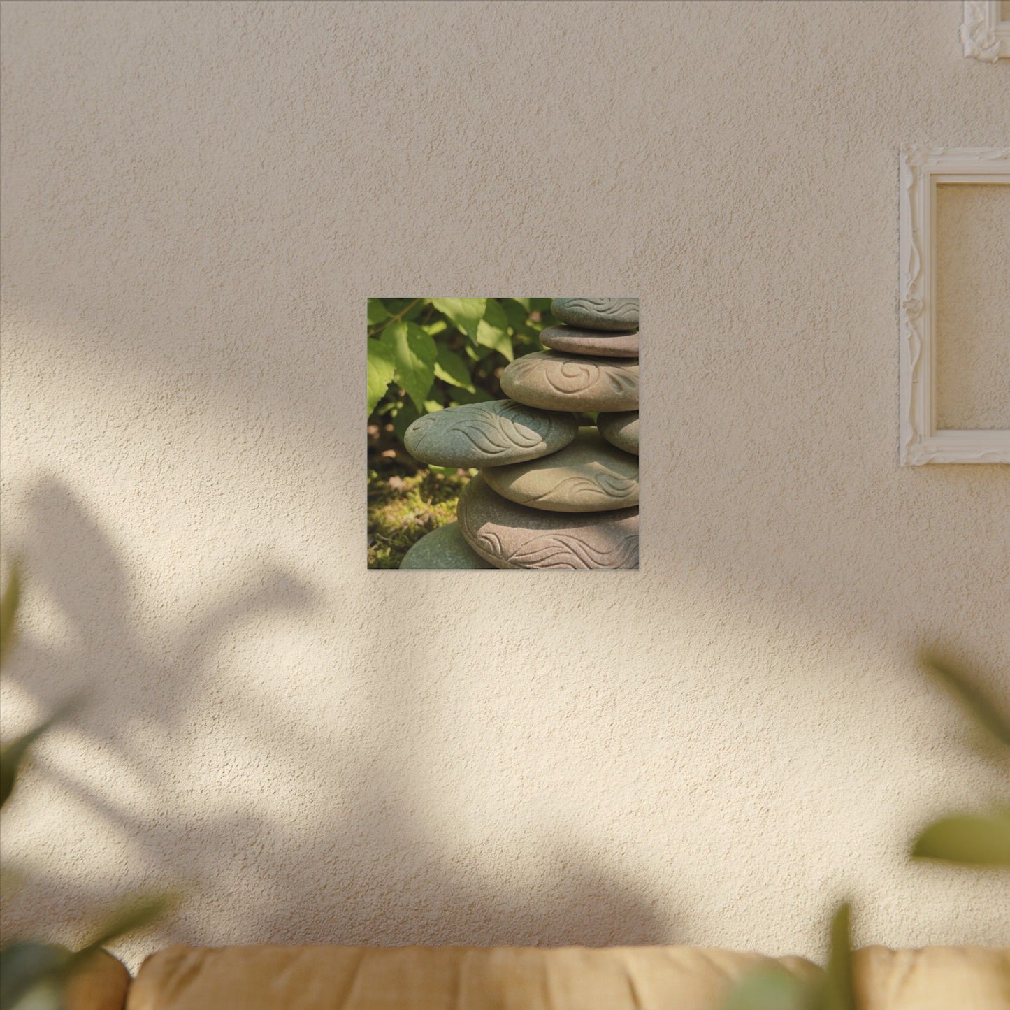 River Stones Summer Canvas Art | Japandi Earthy Design