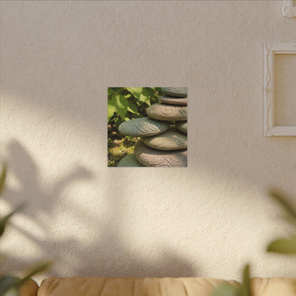River Stones Summer Canvas Art | Japandi Earthy Design