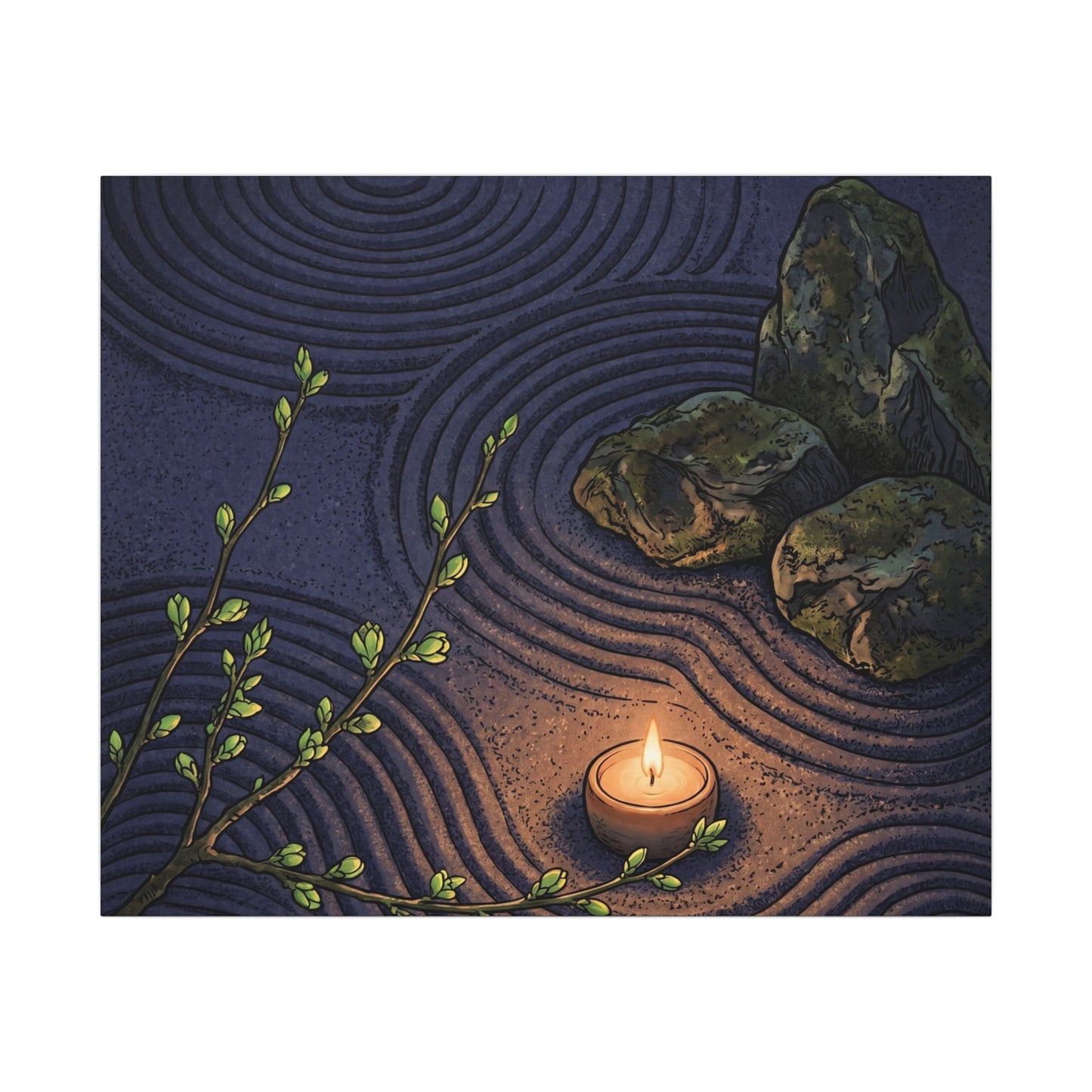 Mono No Aware Rock Garden Canvas Art - Zen Ukiyo E Inspired