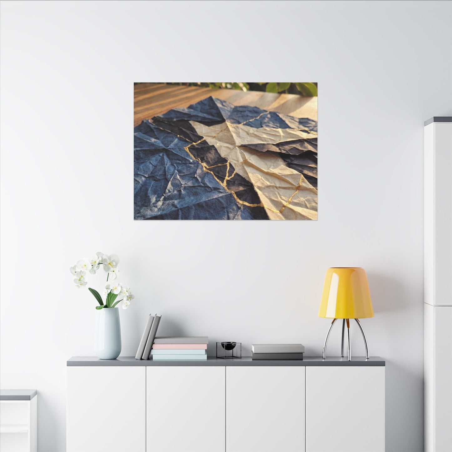 Golden Hour Paper Fold Canvas Art - Kintsugi Ma