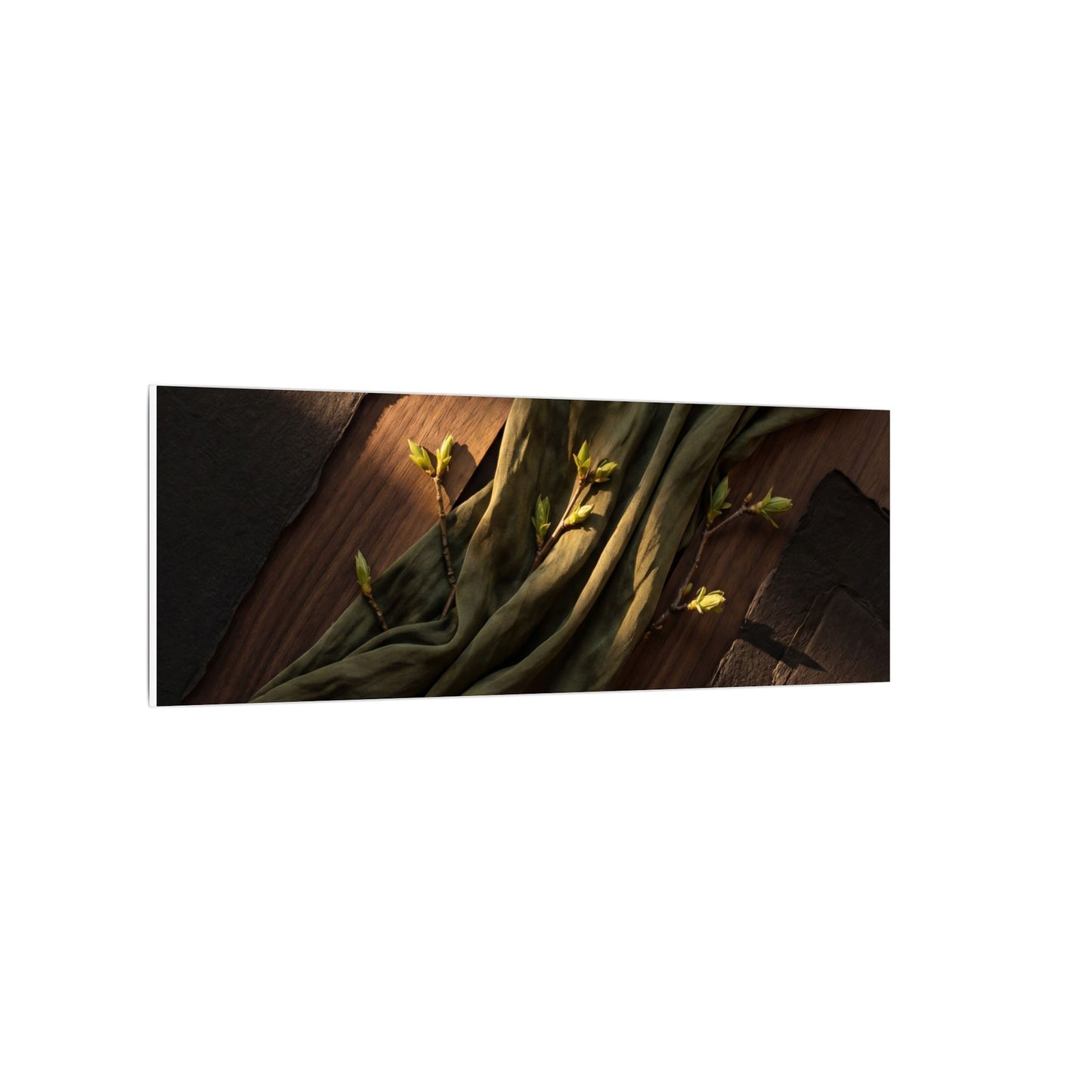 Silk Drape Canvas Art | Spring Dark Japandi Dark Texture Art
