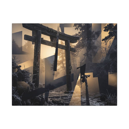 Winter Torii Gate Moody Minimal Canvas Art | Bold Decor