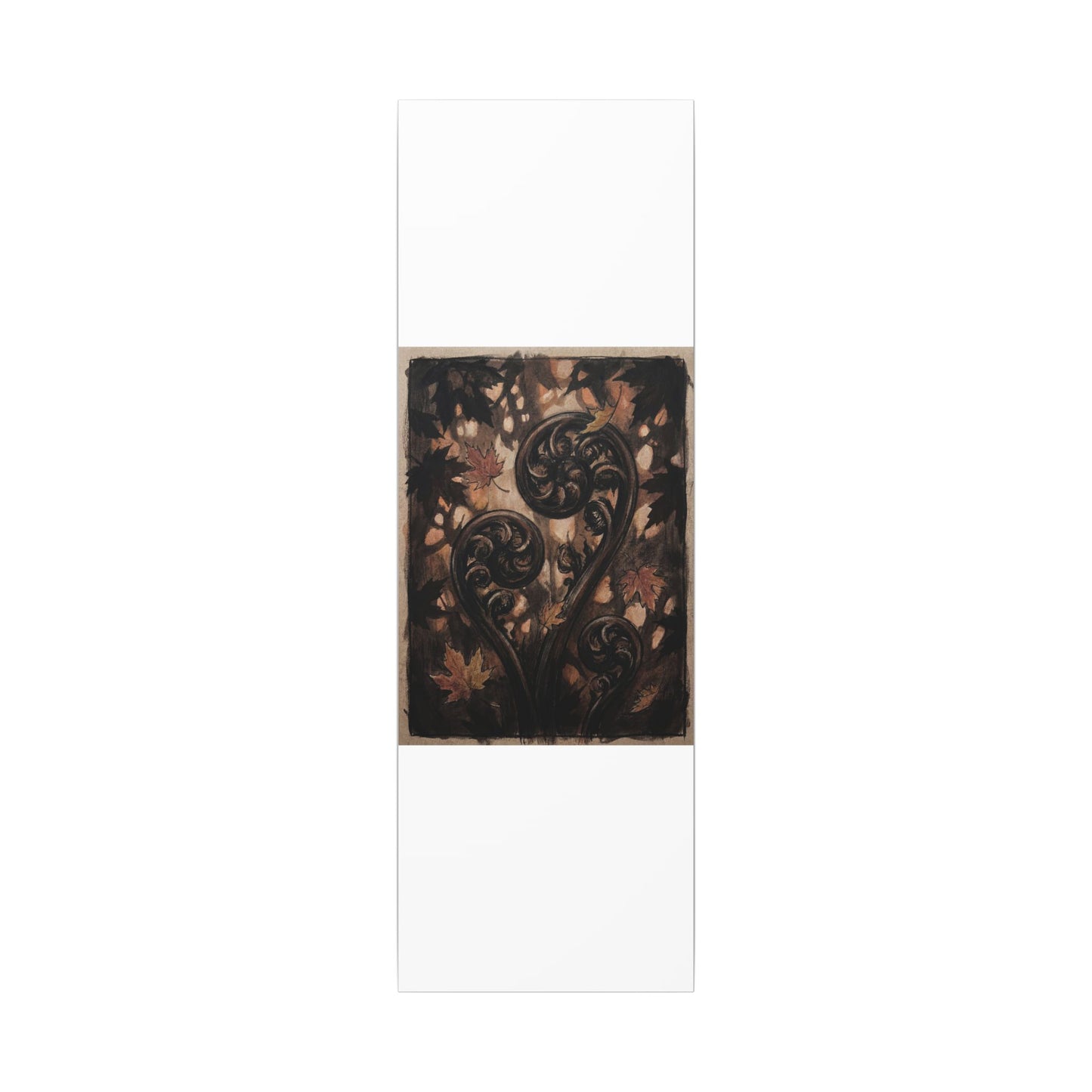 Mono No Aware Fern Unfurling Canvas Art - Dark Japandi Charcoal Ink