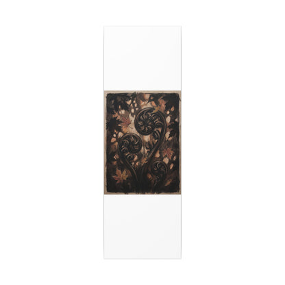 Mono No Aware Fern Unfurling Canvas Art - Dark Japandi Charcoal Ink
