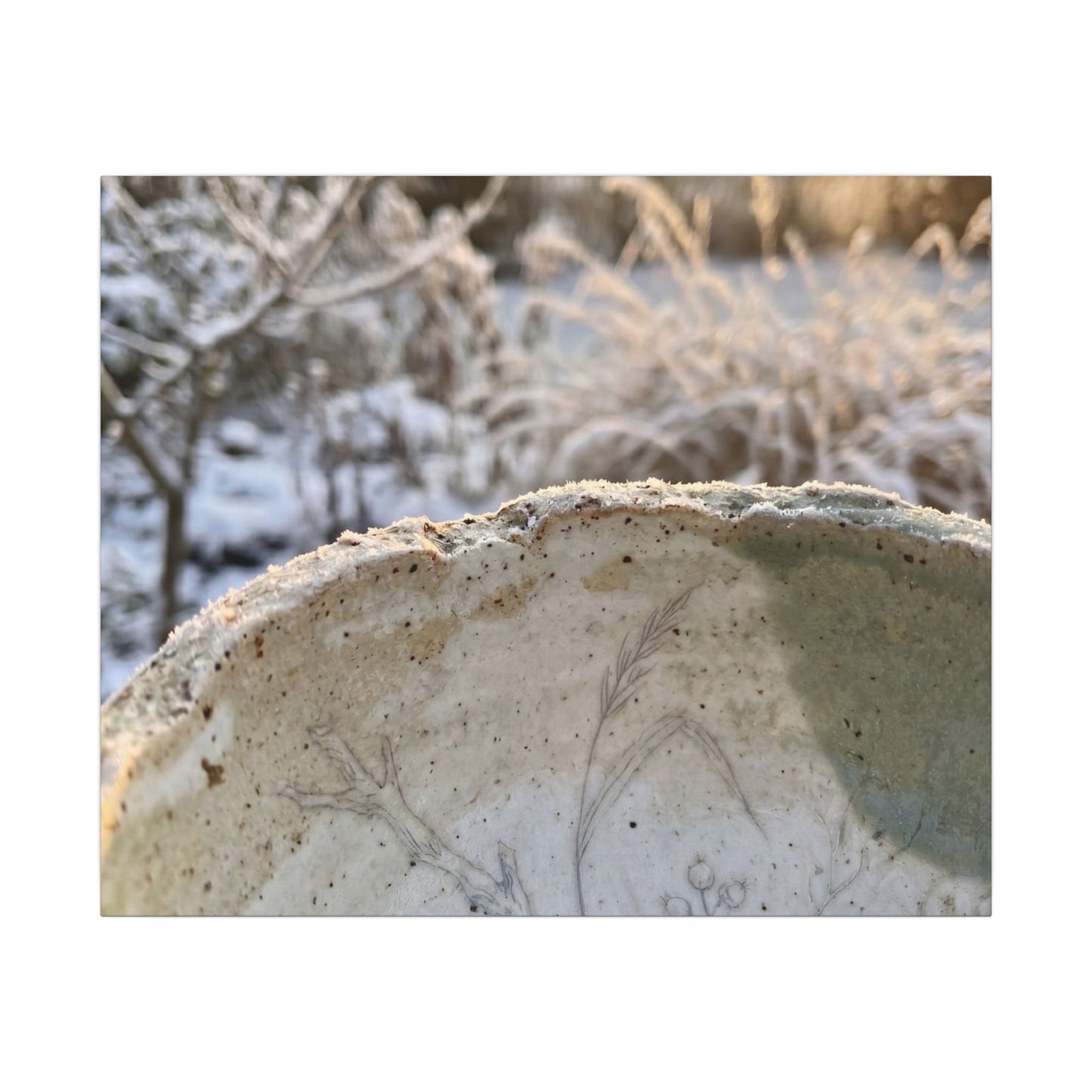 Ceramic Bowl Canvas Art | Winter Japandi Minimal Line Art