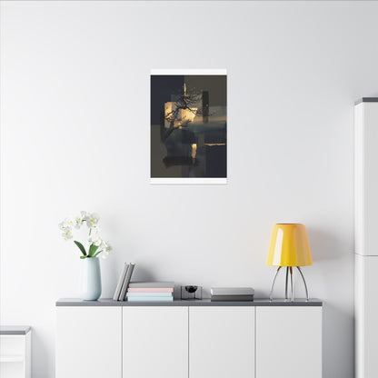 Golden Hour Pine Tree Canvas Art - Dark Japandi Kanso