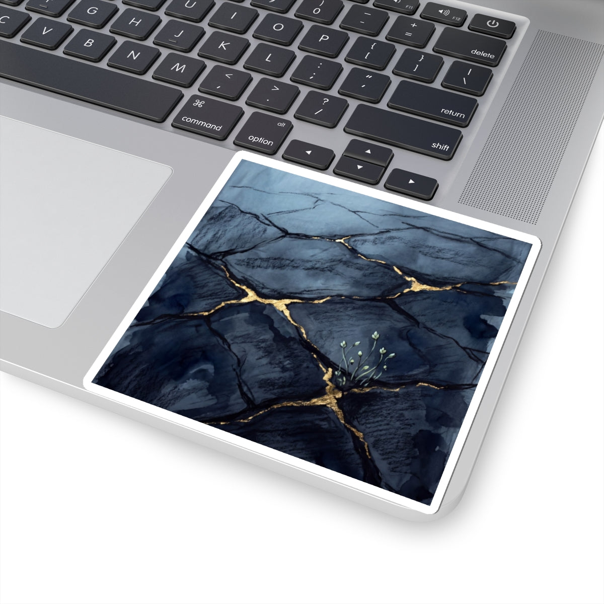 Cracked Earth Charcoal Ink Sticker | Atmospheric Dark Japandi Art Art Print