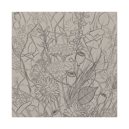 Summer Dried Flowers Minimal Line Canvas Art | Elegant Decor