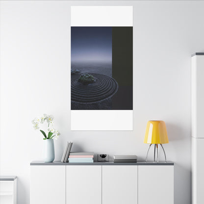Ma Rock Garden Canvas Art - Dark Japandi Moody Minimal