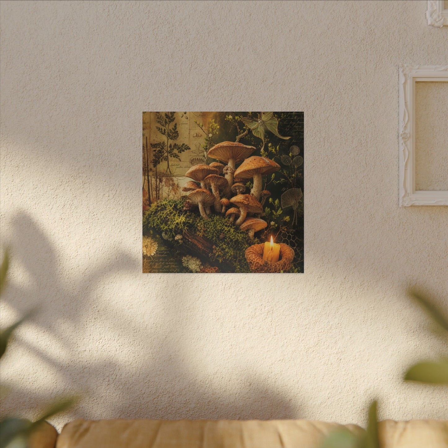 Spring Wild Mushrooms Herbarium Canvas Art | Earthy Decor