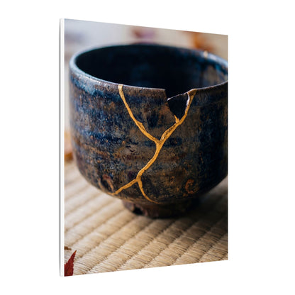 Tea Ceremony Autumn Canvas Art | Kintsugi Healing Design