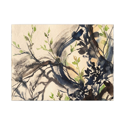 Ma Shadow Play Canvas Art - Dark Japandi Charcoal Ink