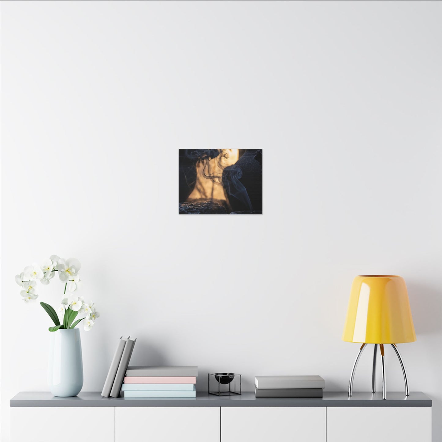 Incense Smoke Canvas Art | Winter Dark Japandi Shadow Zen Art