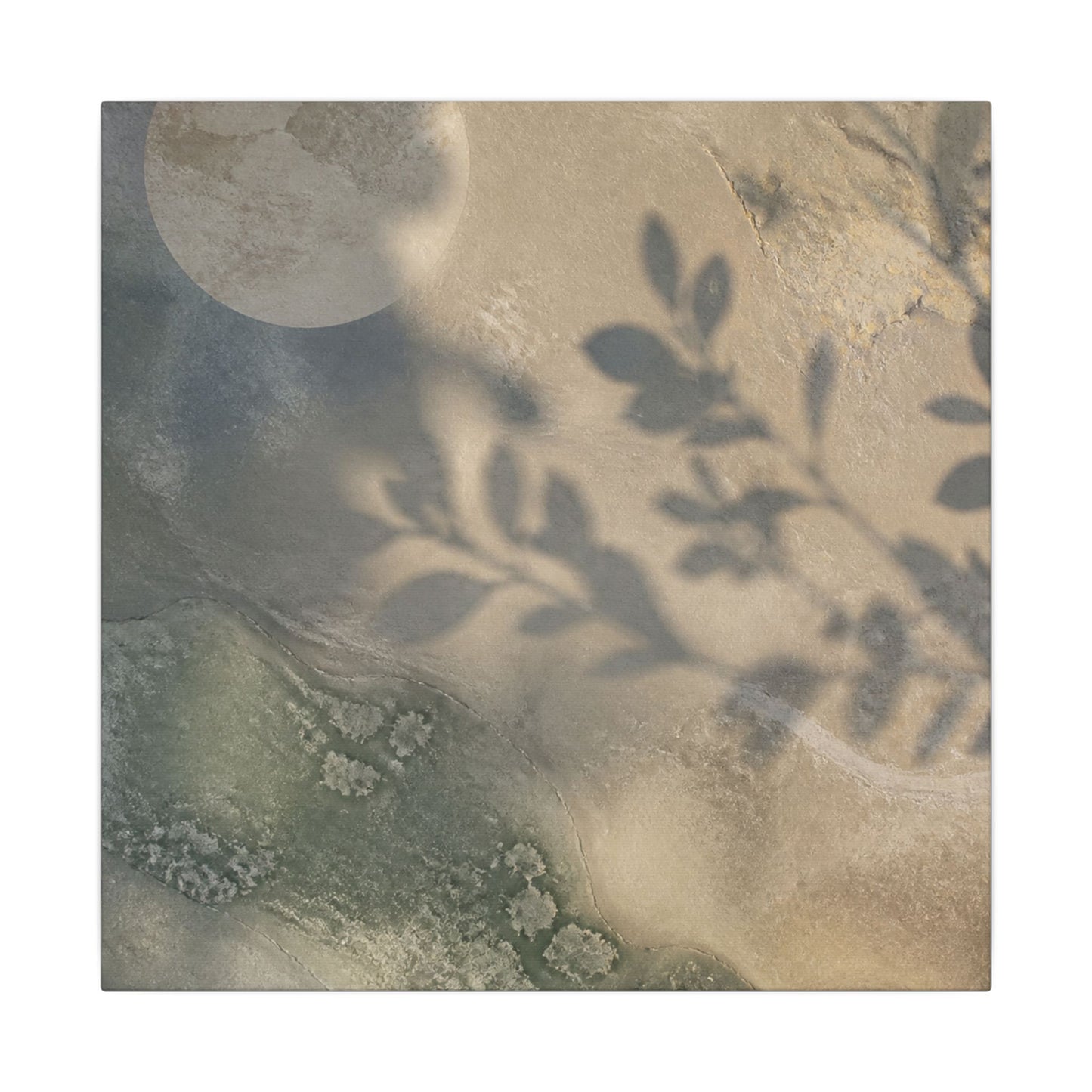 Japandi Shadow Play in Moonlight | Texture Canvas Art