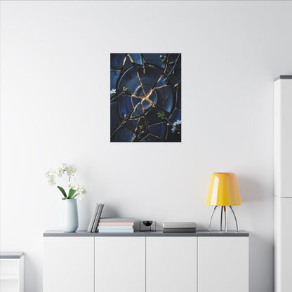 Moonlight Broken Pottery Canvas Art - Kintsugi Fukinsei