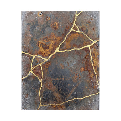 Kintsugi Rust Patina in Overcast | Gold Repair Wall Art Print
