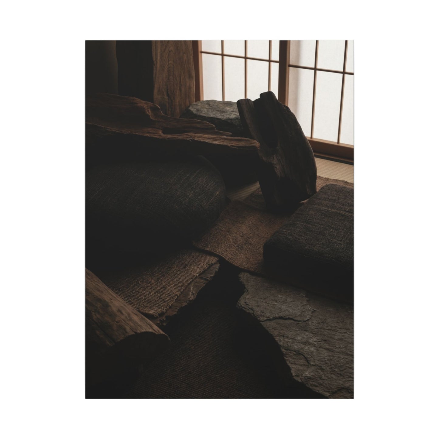 Dark Japandi Shadow Zen Canvas Art