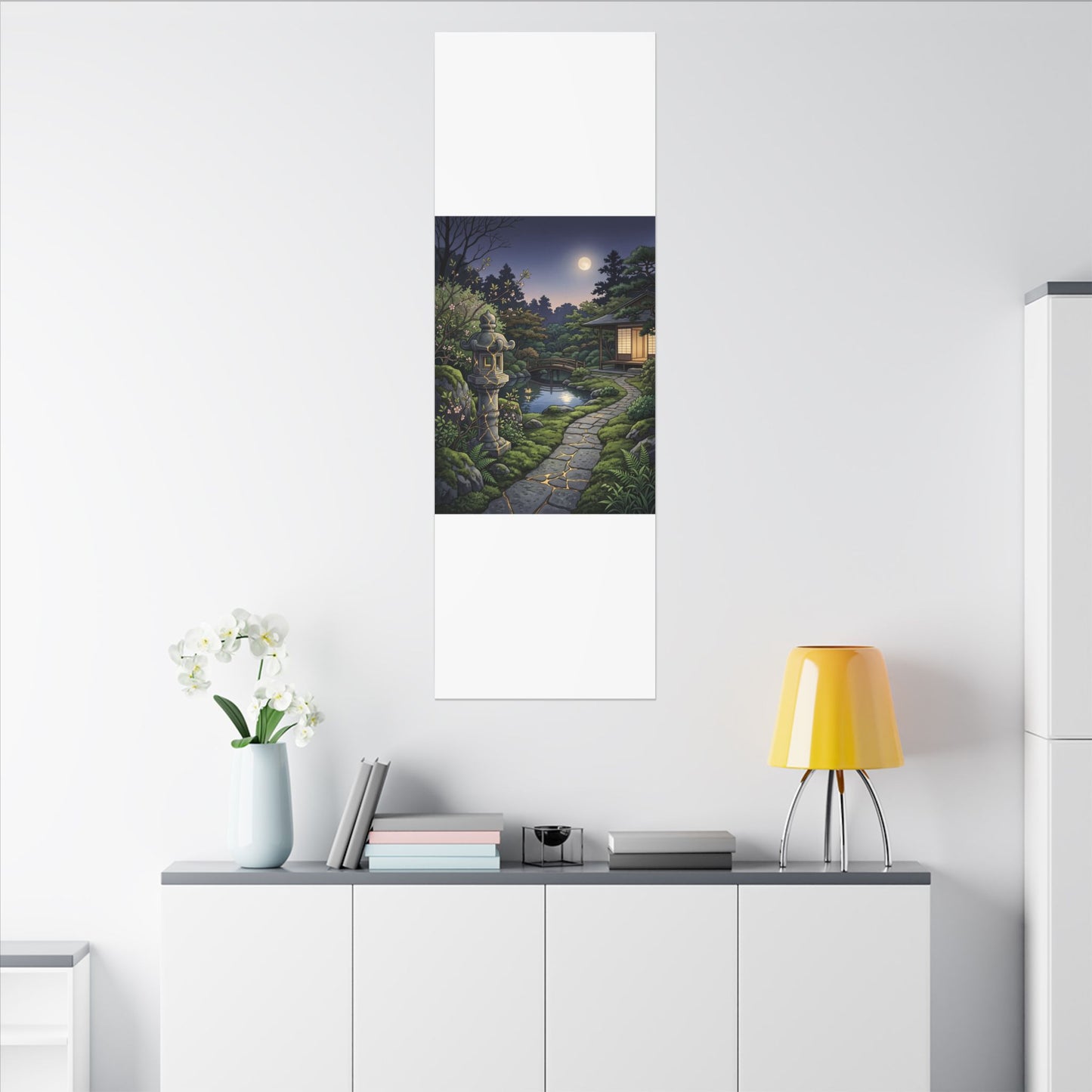 Spring Moonlit Garden Gold Vein Canvas Art | Resilient Decor