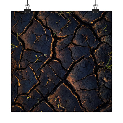 Cracked Earth Moody Minimal Wall Art Print | Sophisticated Dark Japandi Art Art Print