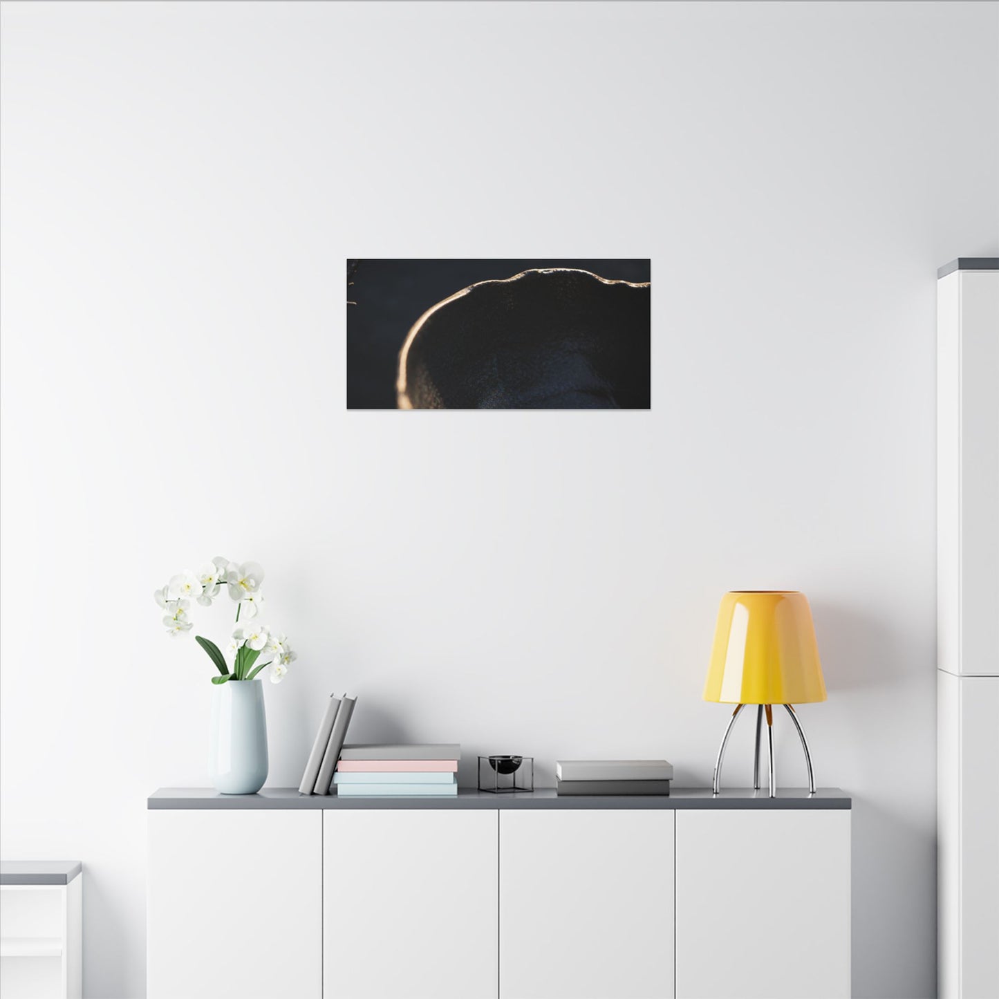 Ma Ceramic Bowl Canvas Art - Dark Japandi Shadow Zen