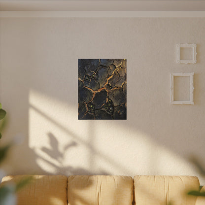 Cracked Earth Spring Canvas Art | Dark Japandi Atmospheric Design