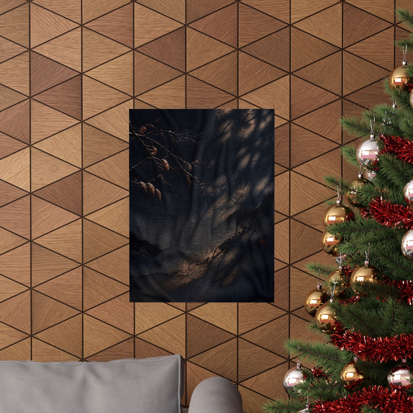 Winter Silk Drape Charcoal Ink Wall Art Print | Sophisticated Decor