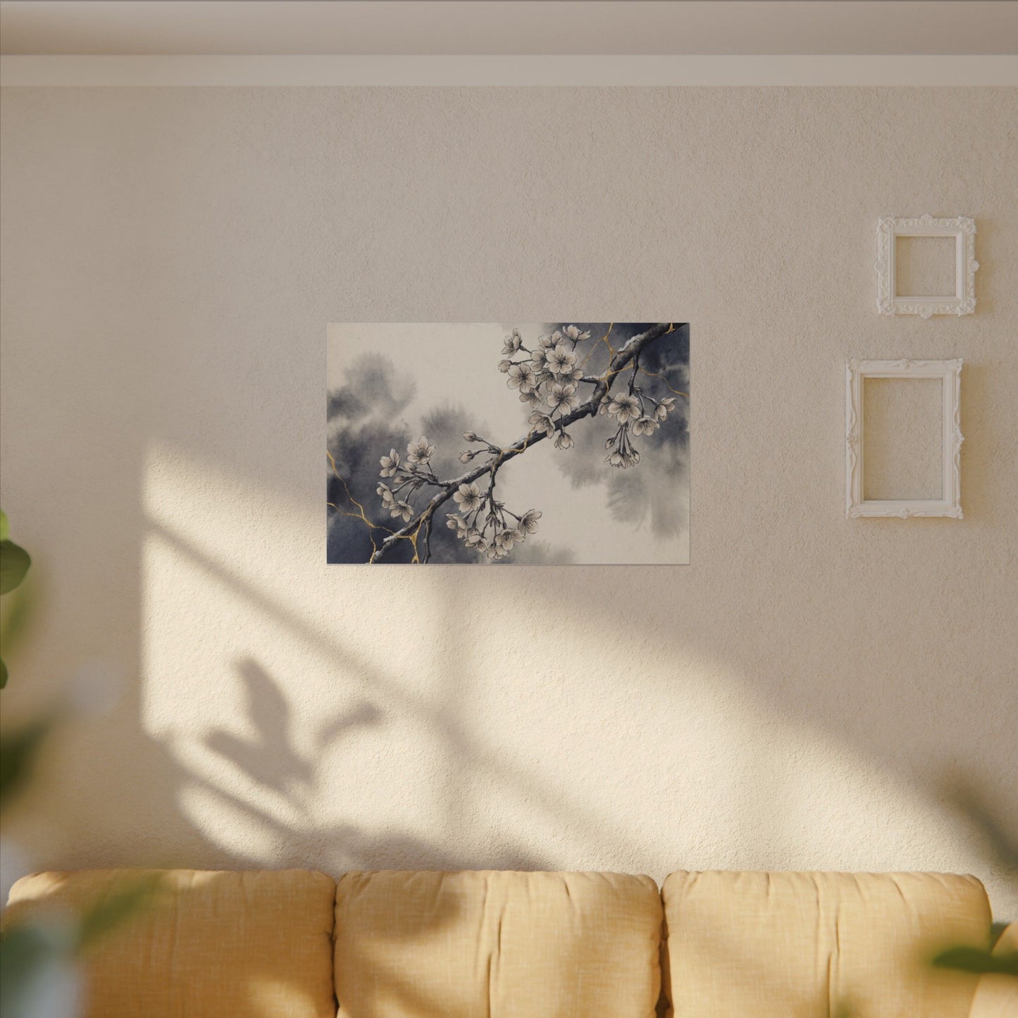 Ma Cherry Blossom Canvas Art - Kintsugi Gold Vein