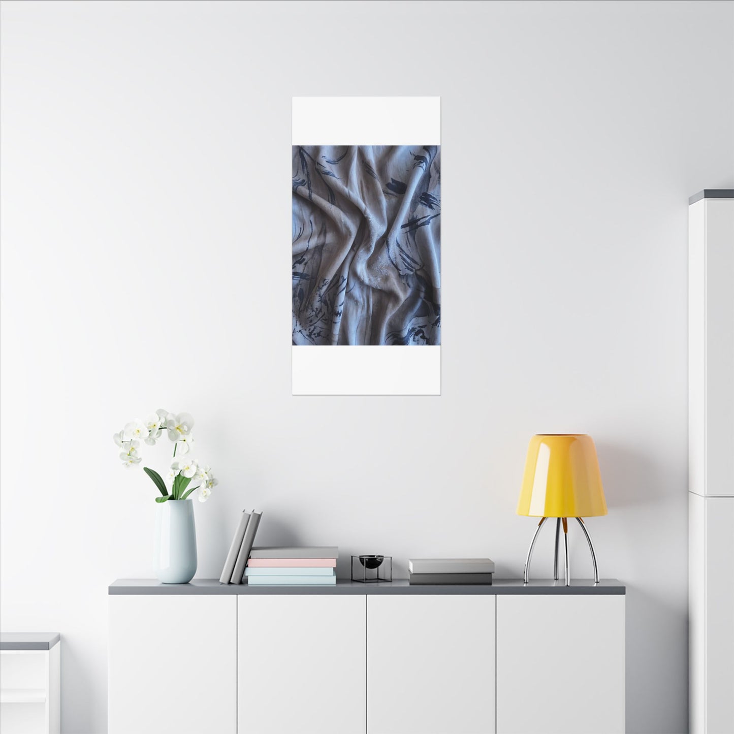 Silk Drape Winter Canvas Art | Japandi Earthy Design