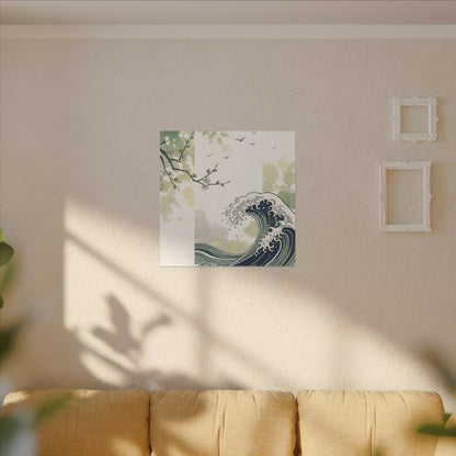Spring Ocean Wave Ukiyo E Inspired Canvas Art | Serene Decor