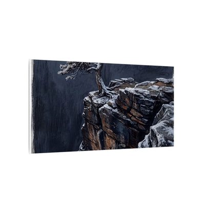 Dark Japandi Pine Tree in Dawn | Dark Texture Canvas Art