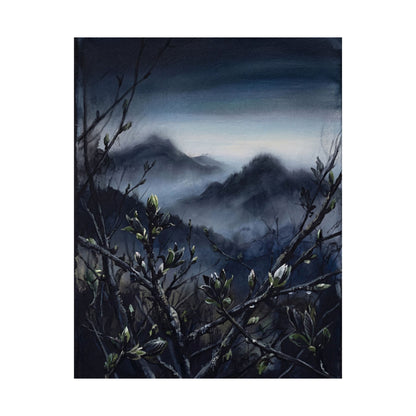 Mountain Mist Wall Art Print | Spring Dark Japandi Dark Texture Art