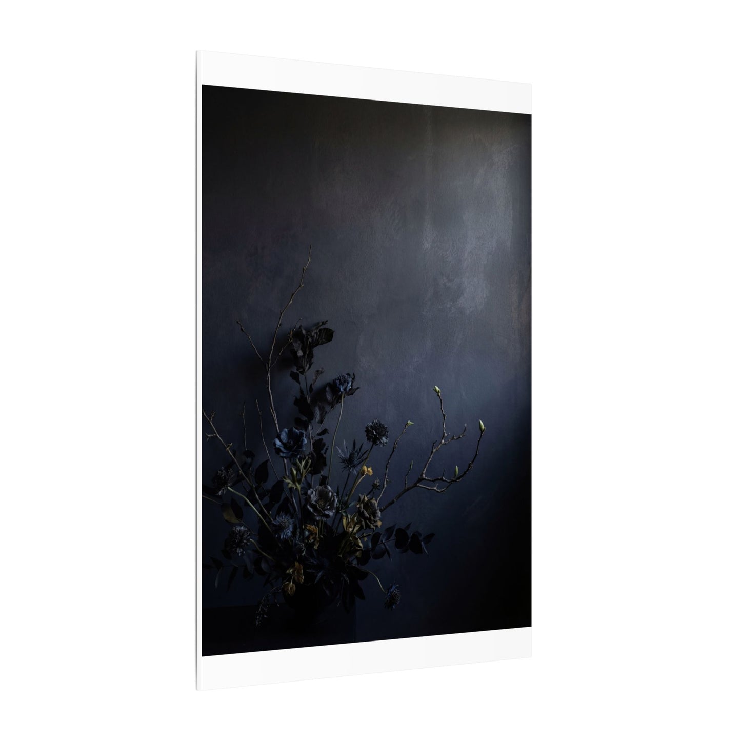 Dried Flowers Spring Canvas Art | Dark Japandi Moody Design