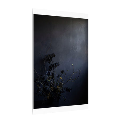 Dried Flowers Spring Canvas Art | Dark Japandi Moody Design