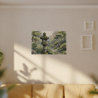Neutral Stone Lantern Canvas Art - Watercolor Japandi