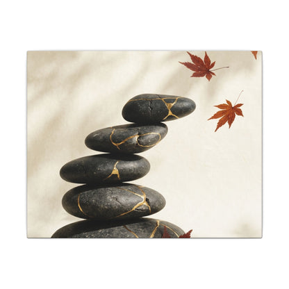 Kintsugi River Stones in Dappled | Crackle Gold Canvas Art
