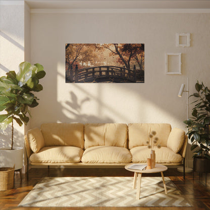 Autumn Wooden Bridge Gold Vein Canvas Art | Resilient Decor
