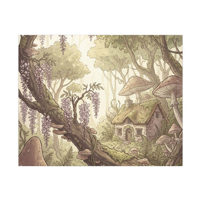Summer Wisteria Mushroom Illustration Canvas Art | Enchanting Decor