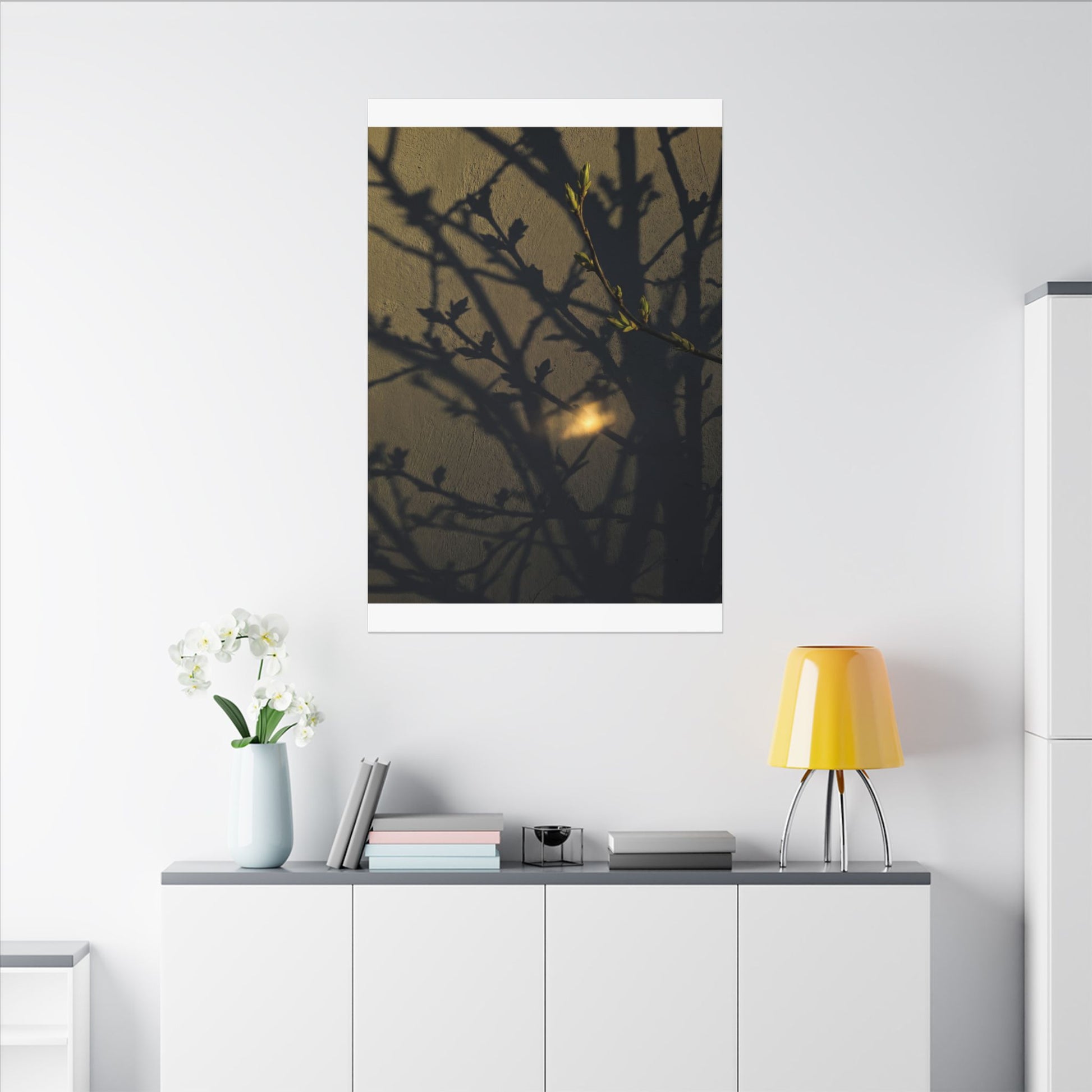 Bold Shadow Play Canvas Art - Moody Minimal Dark Japandi Art Print