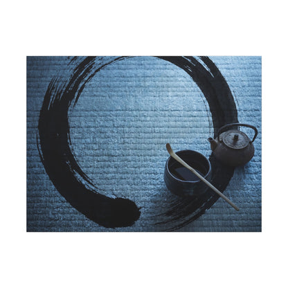 Winter Tea Ceremony Enso Canvas Art | Peaceful Decor