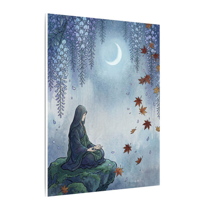 Zen Wisteria in Moonlight | Ukiyo E Inspired Canvas Art