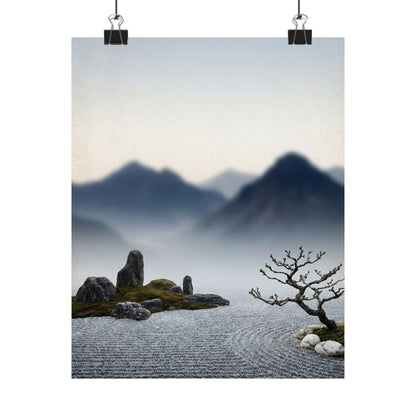 Dawn Mountain Mist Wall Art Print - Zen Shibui Art Print