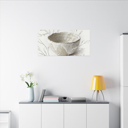 Neutral Ceramic Bowl Canvas Art - Minimal Line Japandi