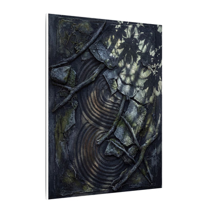 Rock Garden Canvas Art | Winter Dark Japandi Dark Texture Art