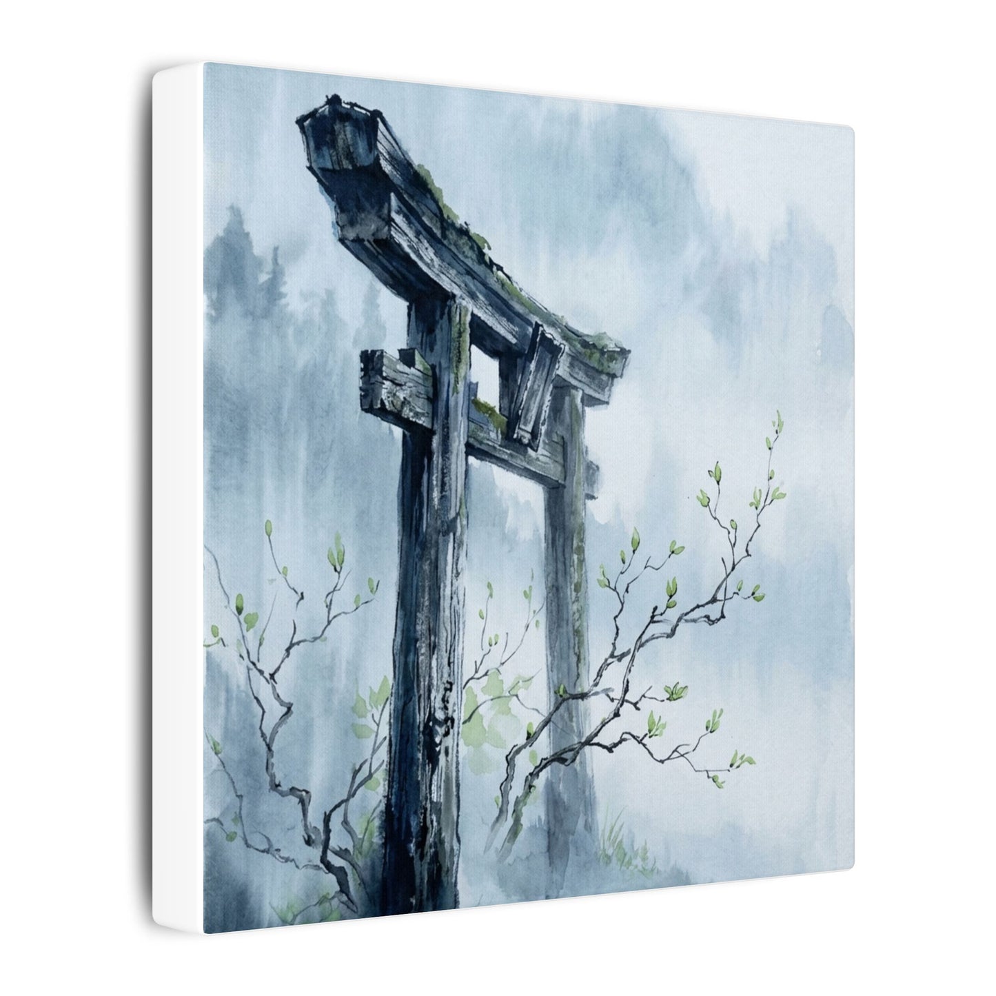 Torii Gate Canvas Art | Spring Zen Sumi E Art