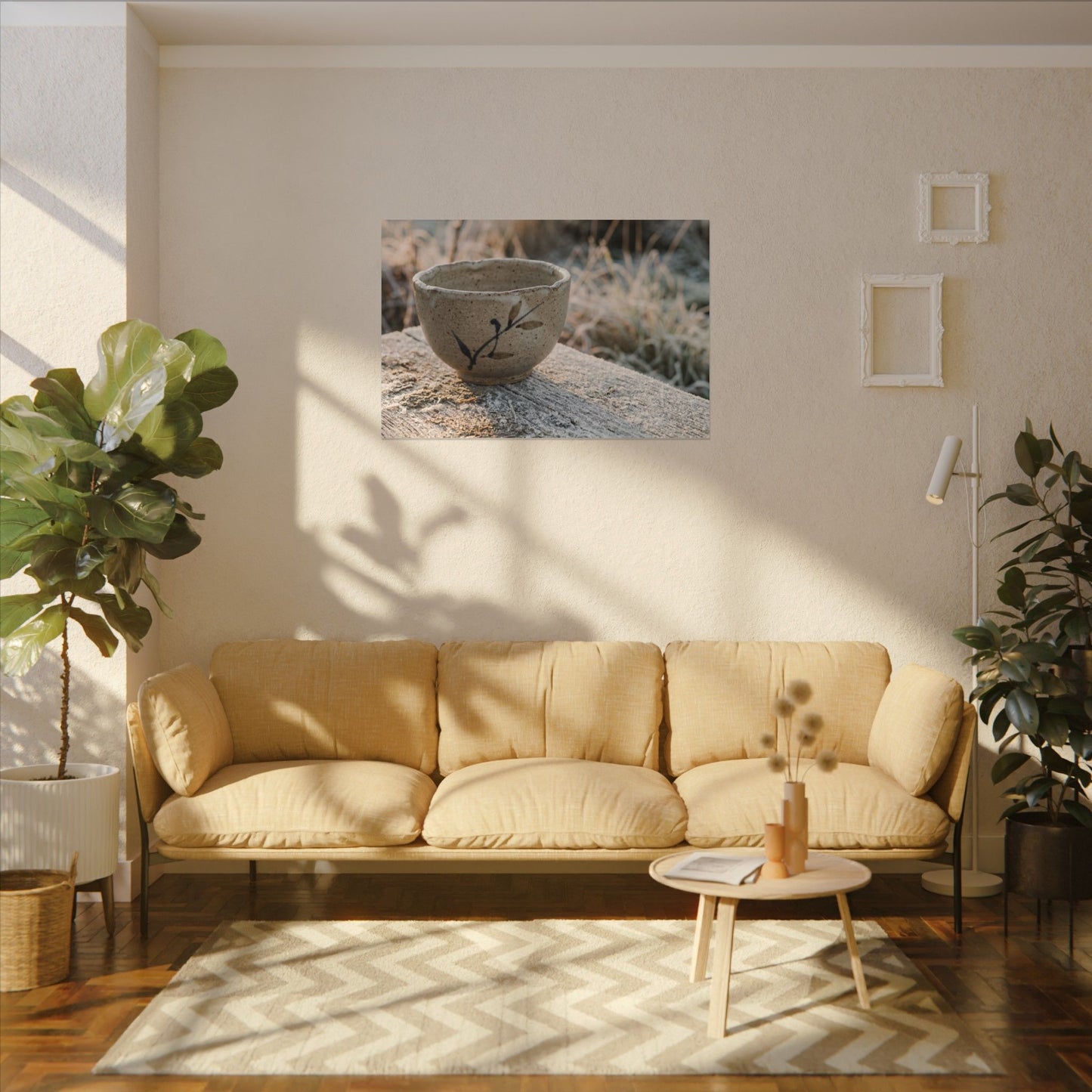 Golden Hour Ceramic Bowl Canvas Art - Japandi Ma