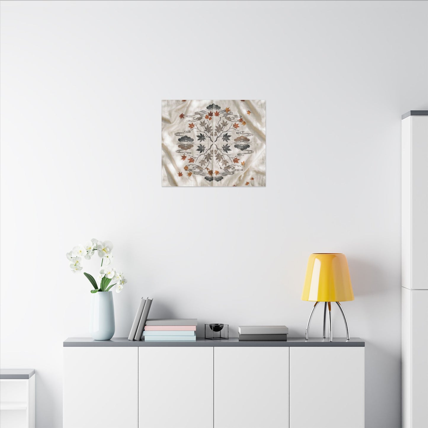 Elegant Silk Drape Canvas Art - Japanese Pattern Japandi