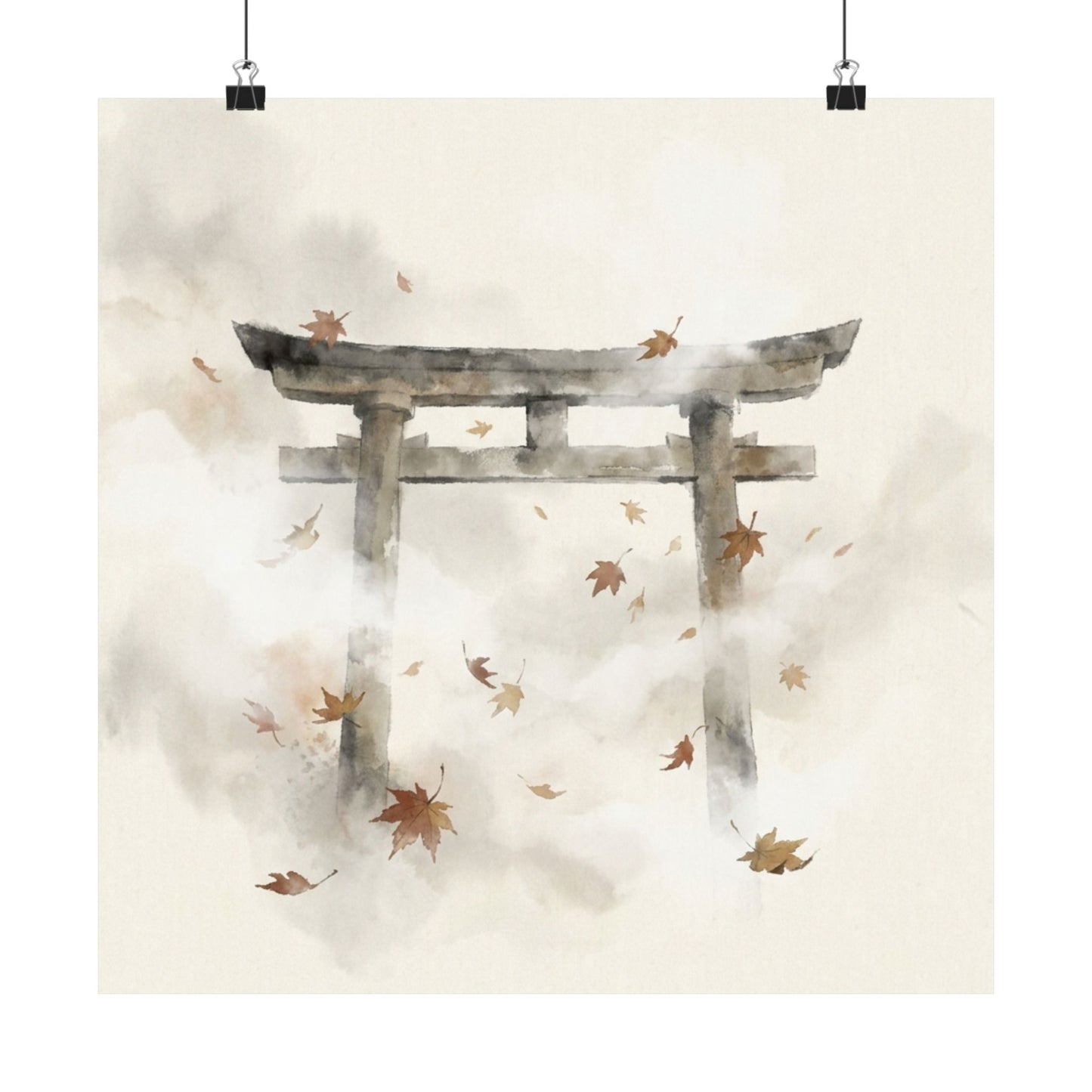 Calm Torii Gate Wall Art Print - Sumi E Zen